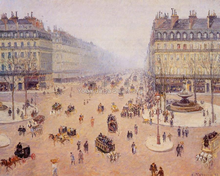 Avenue de l'Opera, Misty Weather - 卡米耶·毕沙罗